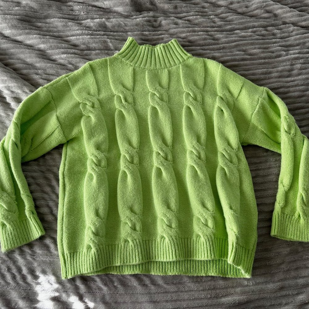Lime Green High Neck Sweater